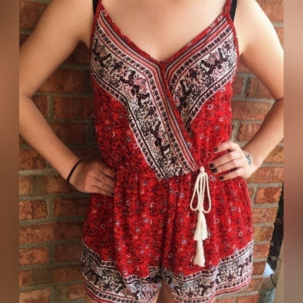 Band of Gypsies Boho Floral Romper Womens Small Festival Style